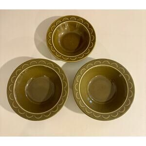 Set of 3 Vintage Homer Laughlin Sheffield Granada Green Bowls